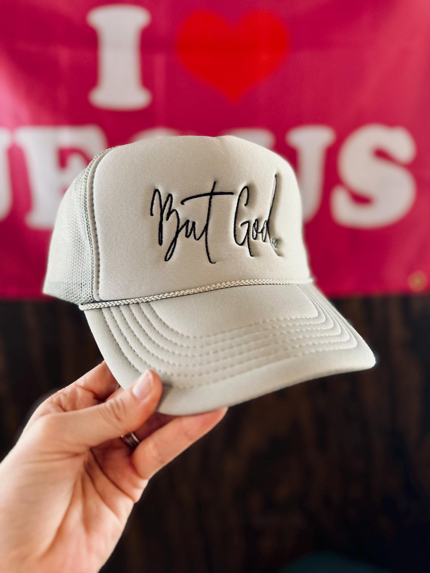 Christian Embroidered Trucker Hat, But God Trucker Hat, Foam Mesh Cap, Jesus Trucker Hat, Trucker Hat, Christian Gift, But God, Jesus