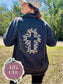 Floral Cross Embroidered Black Denim Jacket, Embroidered Jacket, Christian Denim Jacket, Christian Gift