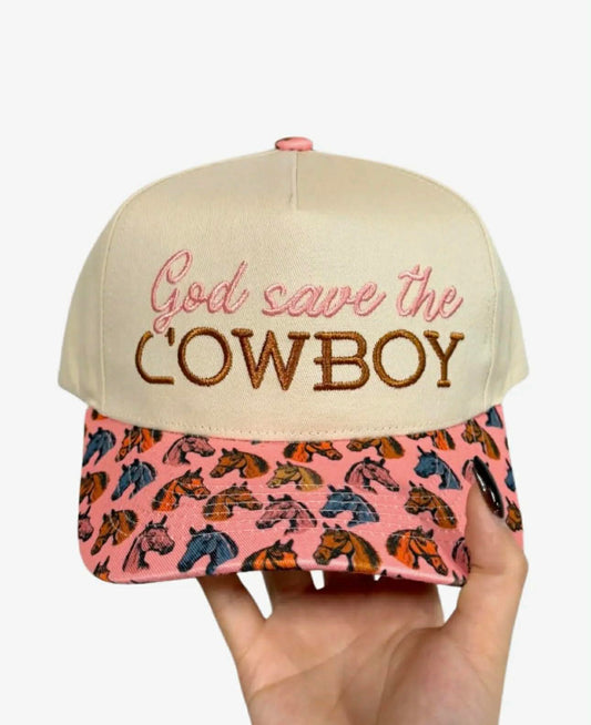 God Save The Cowboy Embroidered Hat