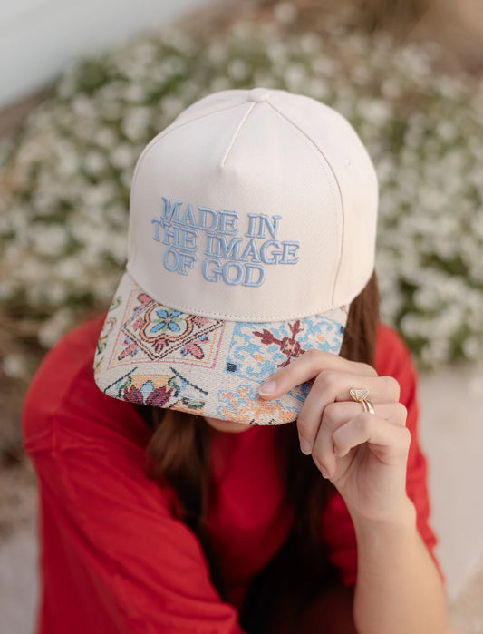 Made In The Image Of God Floral Brim Puff Embroidered Hat