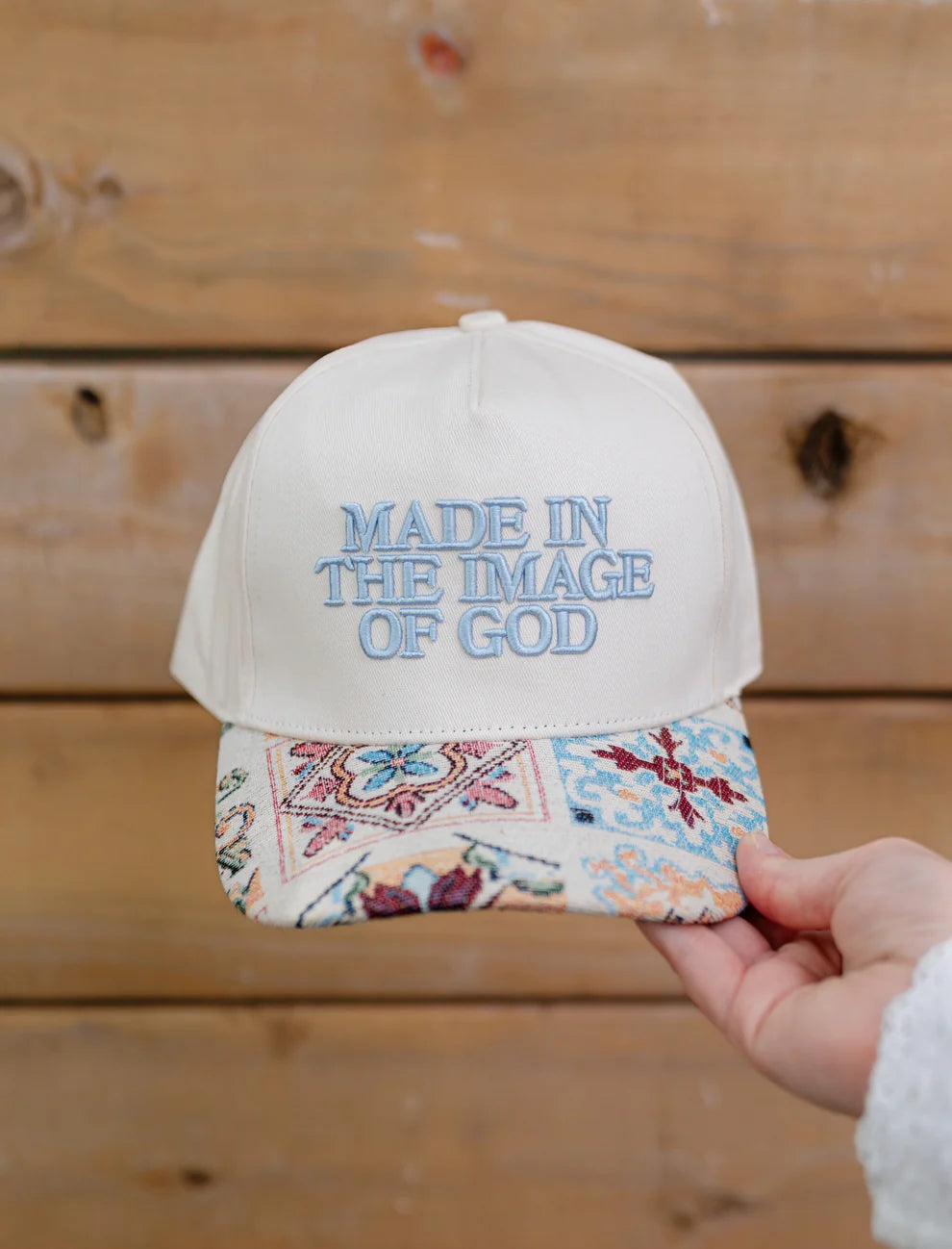 Made In The Image Of God Floral Brim Puff Embroidered Hat