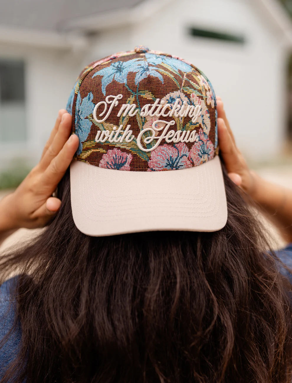 I'm Sticking With Jesus Puff Embroidered Hat