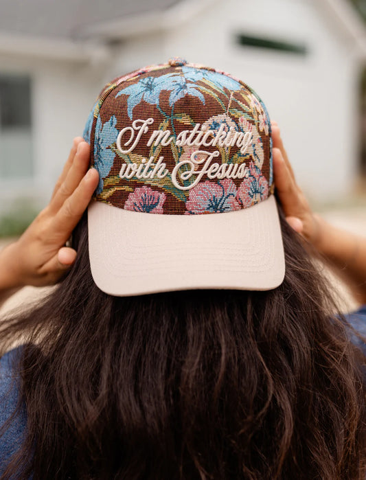 I'm Sticking With Jesus Puff Embroidered Hat