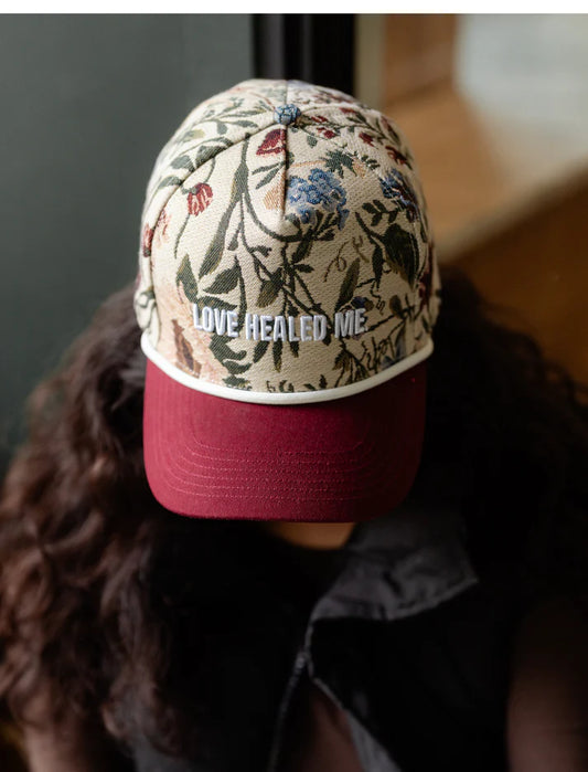 Love Healed Me Floral Puff Embroidered Hat