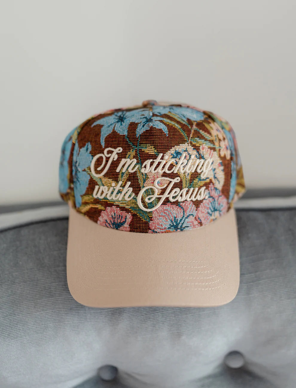 I'm Sticking With Jesus Puff Embroidered Hat