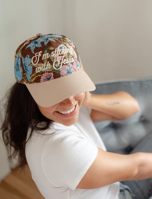 I'm Sticking With Jesus Puff Embroidered Hat