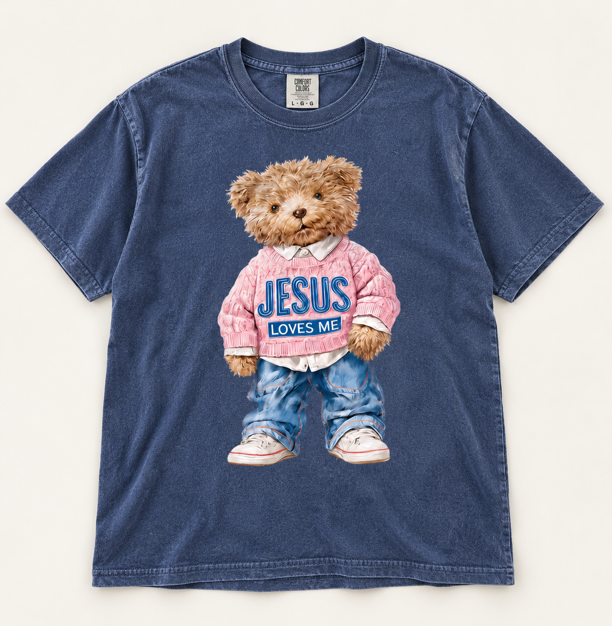 Jesus Loves Me Plush Teddy Bear Graphic Shirt