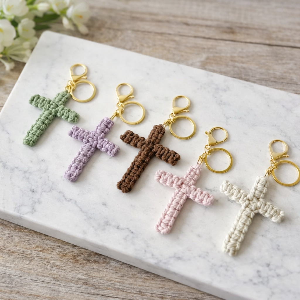 Cross Macrame Keychain - Cross Handmade Keychain - Religious Keychain - Christian Gift - Keychain Accessories