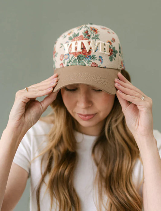 YHWH Floral Puff Embroidered Hat