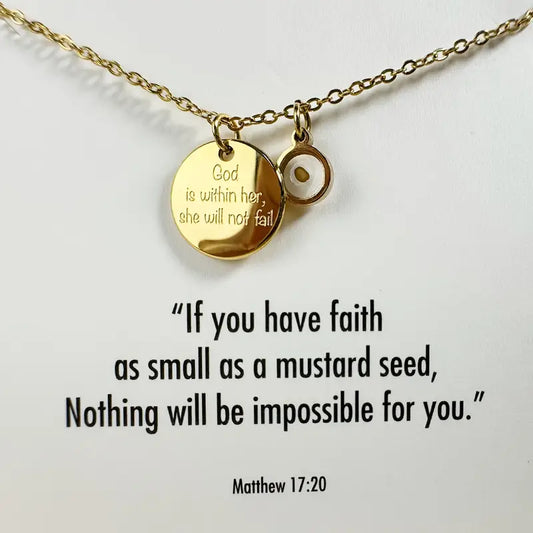 God Is Within Her Mustard Seed Necklace - Christian Jewelry - Christian Necklace  - Christian Gift
