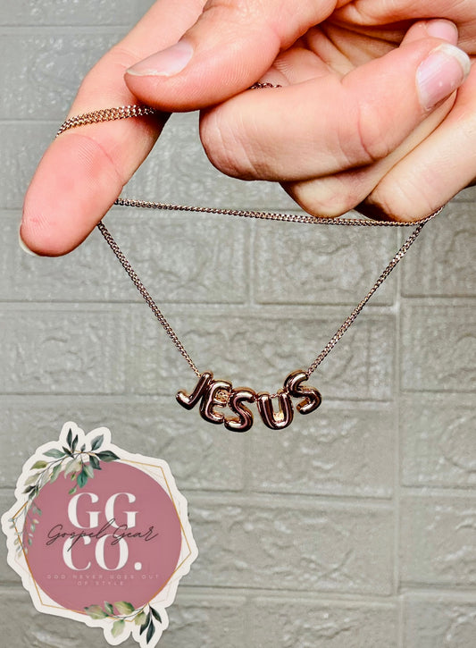 Jesus Bubble Name Necklace - Christian Jewelry - Christian Necklace  - Christian Gift