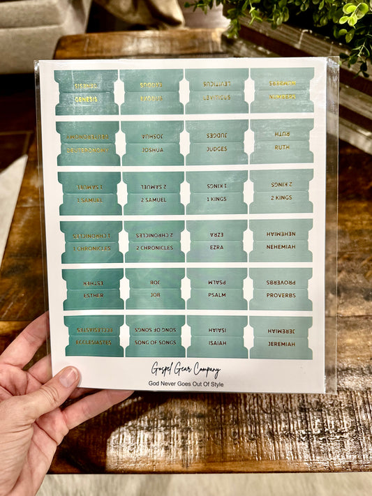 Gold Foil Sea Foam Matte Bible Tabs - Christian Bible Tabs - Christian Gift - Books Of The Bible Tabs - Bible Accessories - Bible Tabs