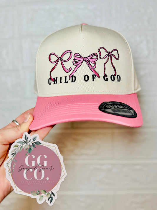 Child Of God Bow Hat, Embroidered Vintage Hat, Christian Dad Hat, Christian Gift