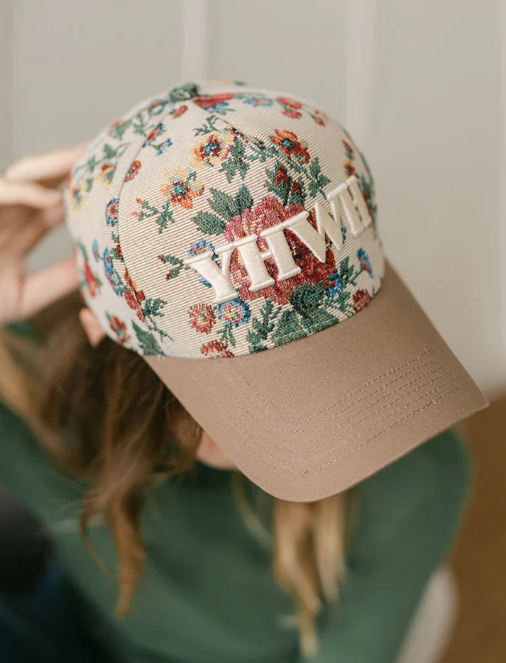 YHWH Floral Puff Embroidered Hat