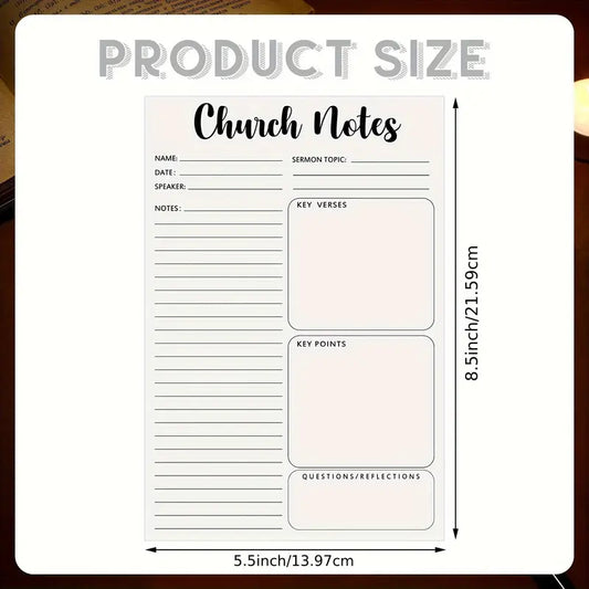 Church Notes Notepad - Sermon Notepad - Church Notes - Bible Journal - Scripture Notes - Christian Gift