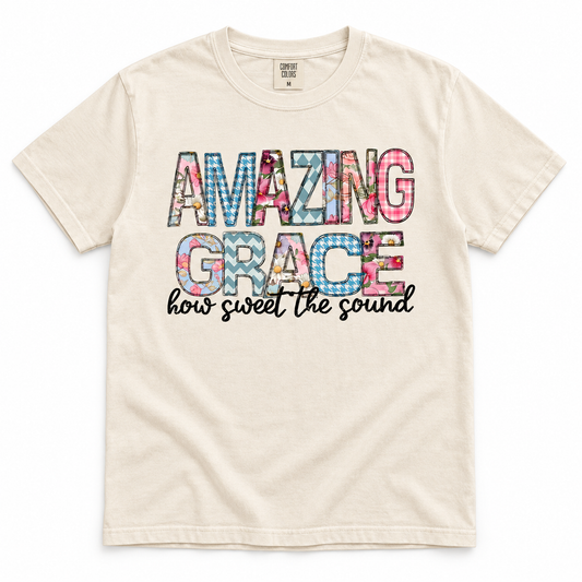 Amazing Grace Patchwork Graphic Shirt
