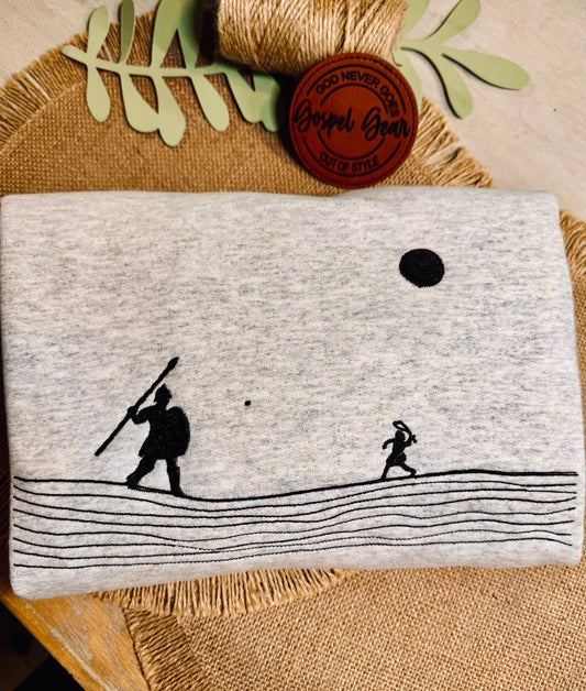 David And Goliath Embroidered Shirt, Christian Sweatshirt, Embroidered Jesus Shirt, Christian Shirt, Christian Gift