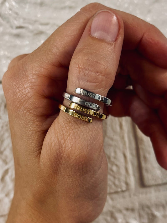 Trust God Engraved Ring - Christian Jewelry - Christian Ring  - Christian Gift