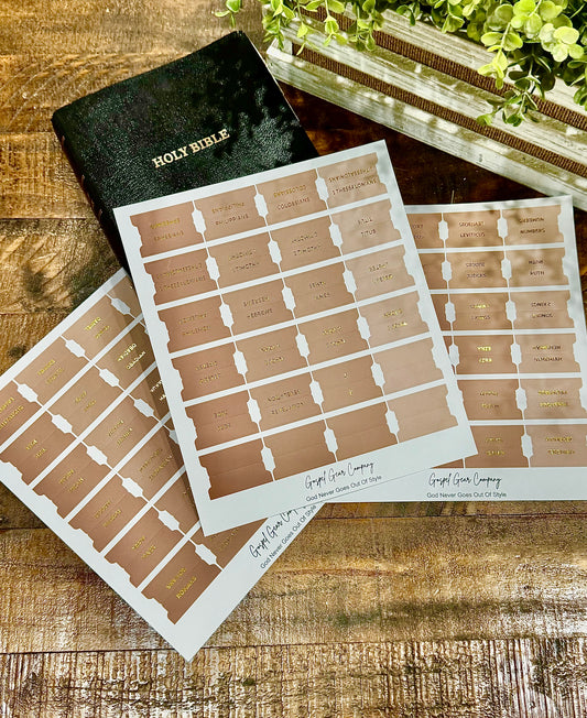 Gold Foil Sand Dune Matte Bible Tabs - Christian Bible Tabs - Christian Gift - Books Of The Bible Tabs - Bible Accessories - Bible Tabs