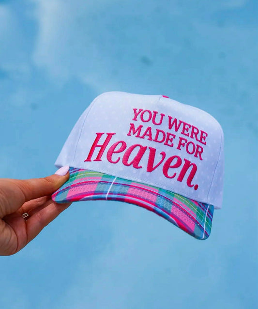 You Were Made For Heaven Plaid Bill Embroidered Hat