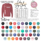 a long sleeved shirt with the text, comfort colors, size chart, and