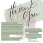 a thank card with the words thank you