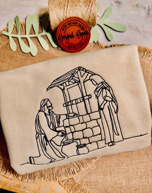 The Woman At The Well Embroidered Shirt, Christian Sweatshirt, Embroidered Jesus Shirt, Christian Shirt, Christian Gift