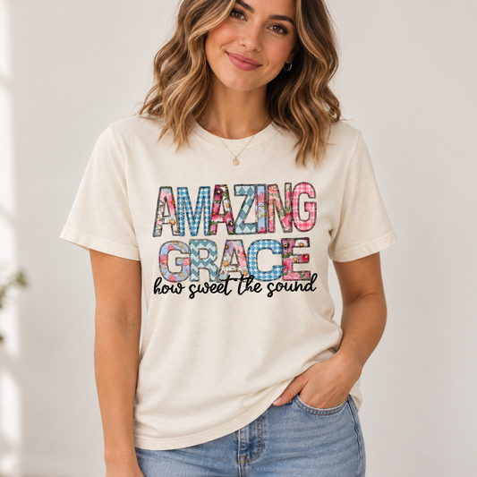 Amazing Grace Patchwork Graphic Shirt