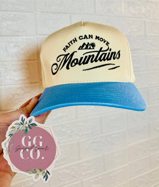 Faith Can Move Mountains Hat, Embroidered Vintage Hat, Christian Dad Hat, Christian Gift