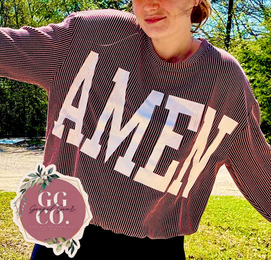 Amen Christian Corded Crewneck Shirt, Corded Shirt, Christian Corded Crew, Christian Gift