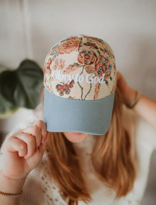 Glory To God Floral Puff Embroidered Hat