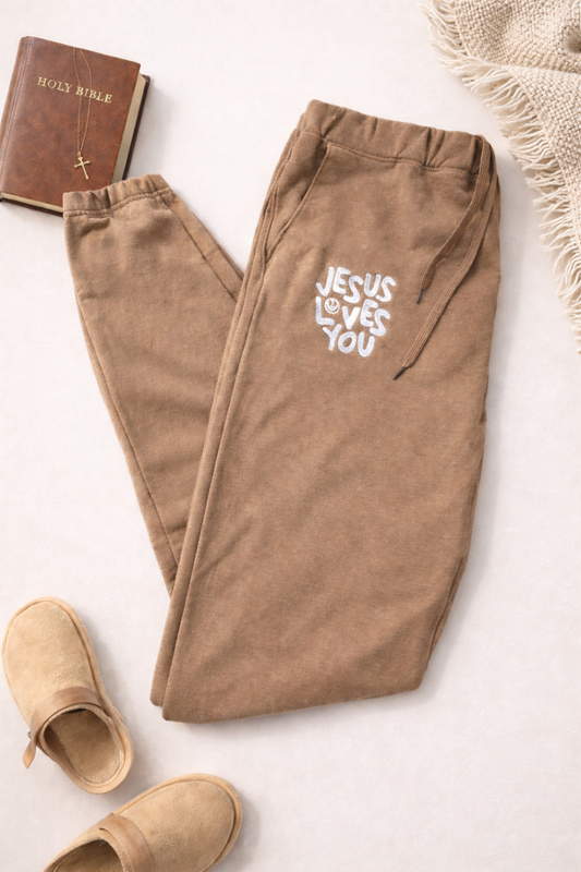 Jesus Loves You Embroidered Sweatpants