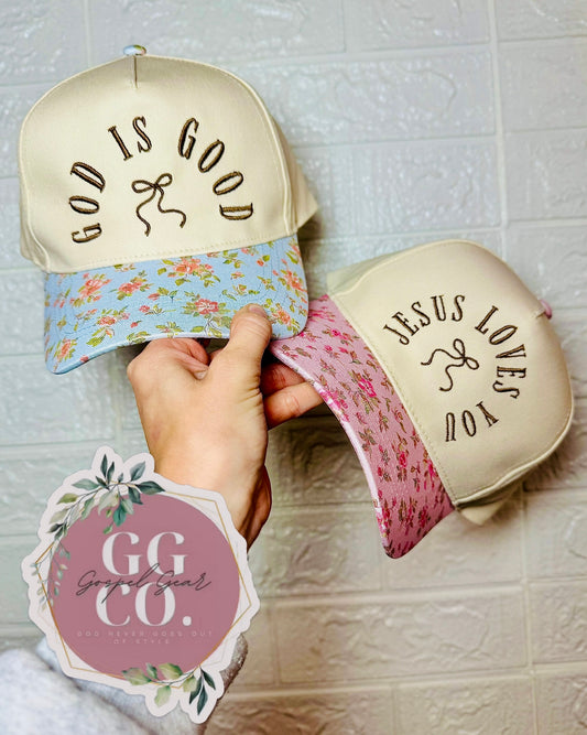 God Is Good Bow Embroidered Hat