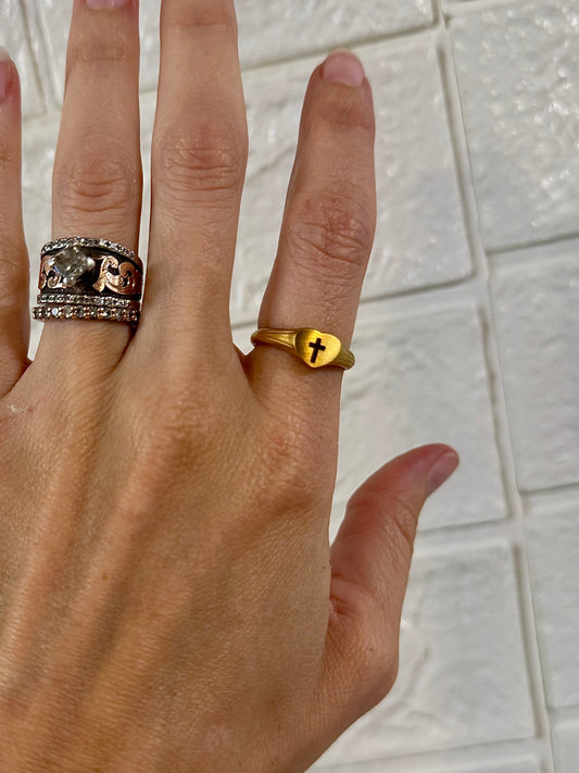 Cross Heart Gold 18k Gold Ring - Christian Jewelry - Christian Ring  - Christian Gift