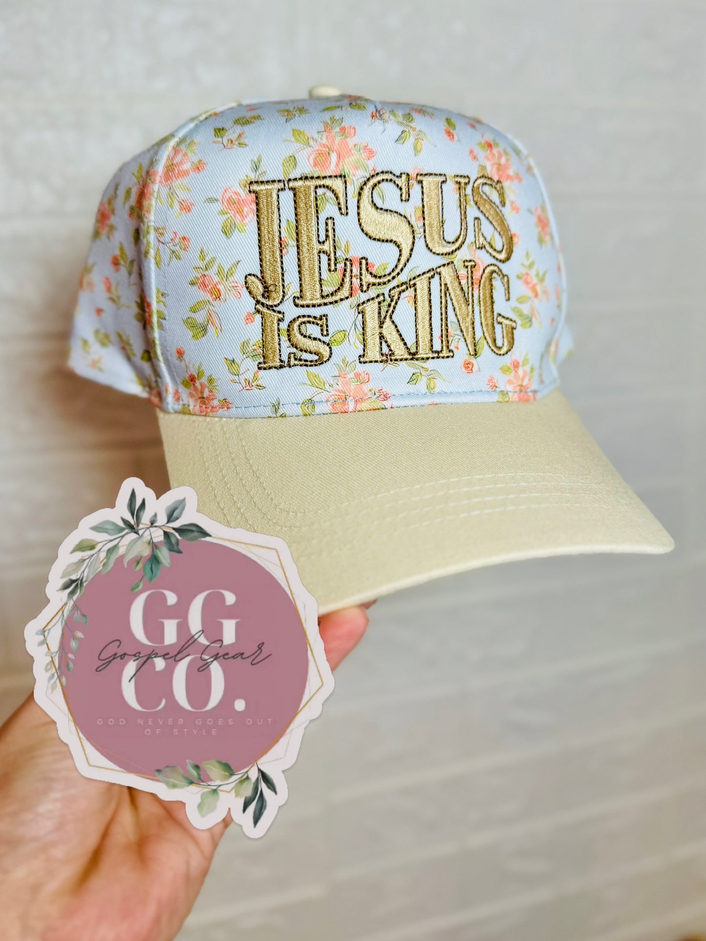 Jesus Is King Floral Embroidered Hat, Embroidered Hat, Embroidered Christian Hat, Christian Dad Hat, Christian Gift, Embroidered Vintage Hat, Christian Gift