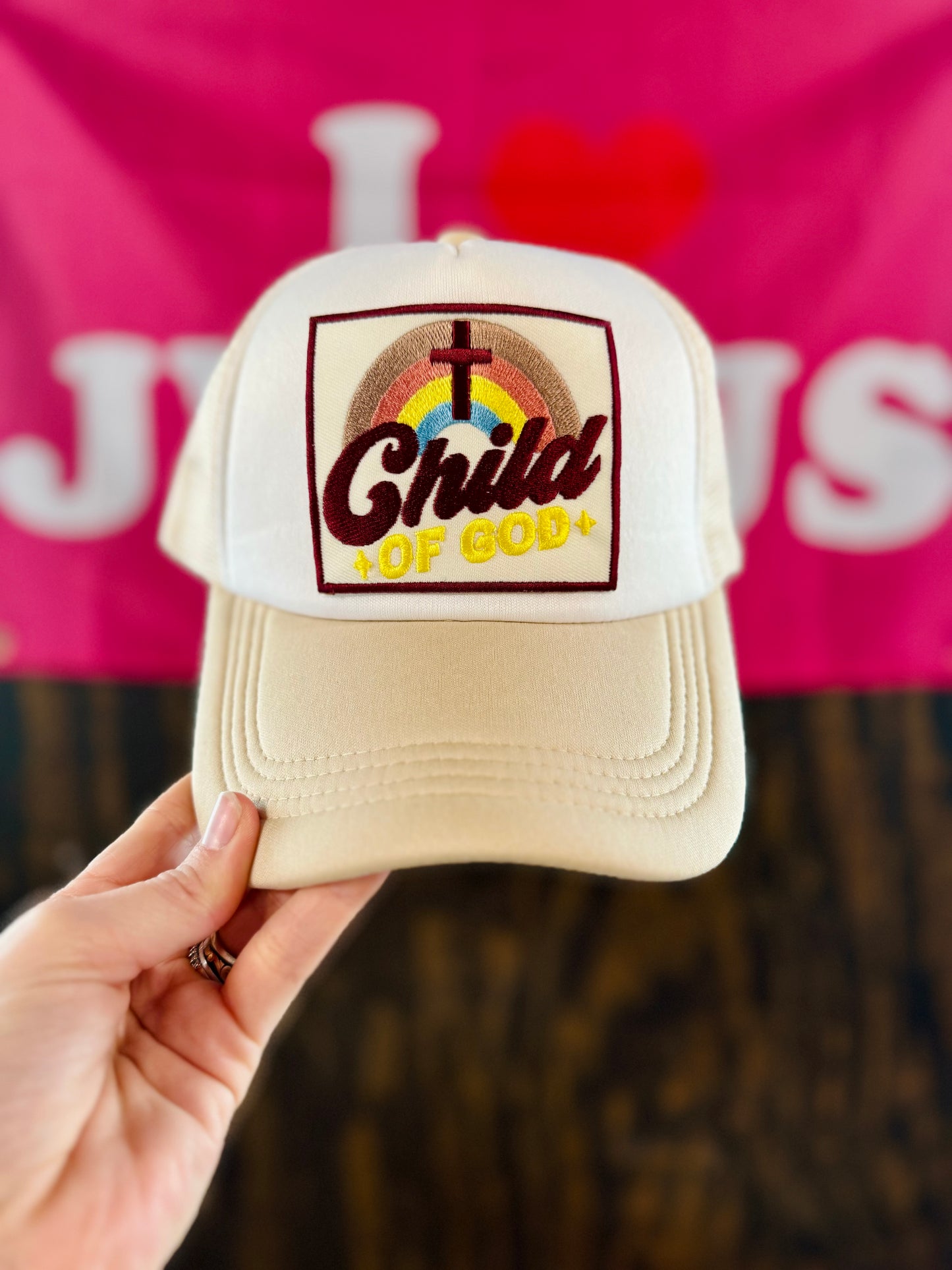 Child Of God Hat, Christian Trucker Hat, Embroidered Patch Hat, Trucker Hat, Patch Trucker Hat, Christian Gift