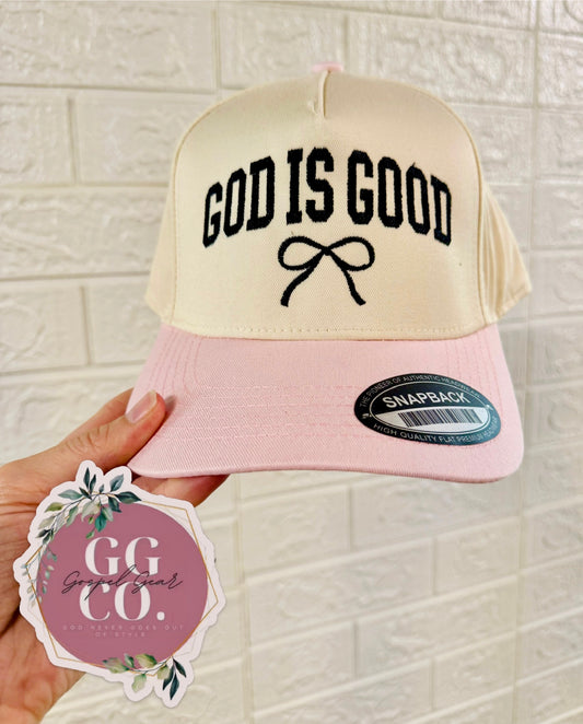 God Is Good Bow Embroidered Hat