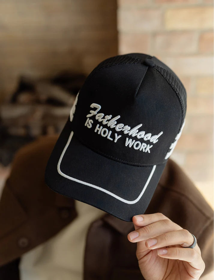 Fatherhood Is Holy Work Puff Embroidered Hat