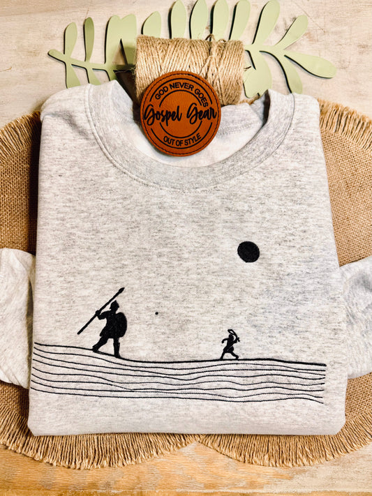 David And Goliath Embroidered Shirt, Christian Sweatshirt, Embroidered Jesus Shirt, Christian Shirt, Christian Gift