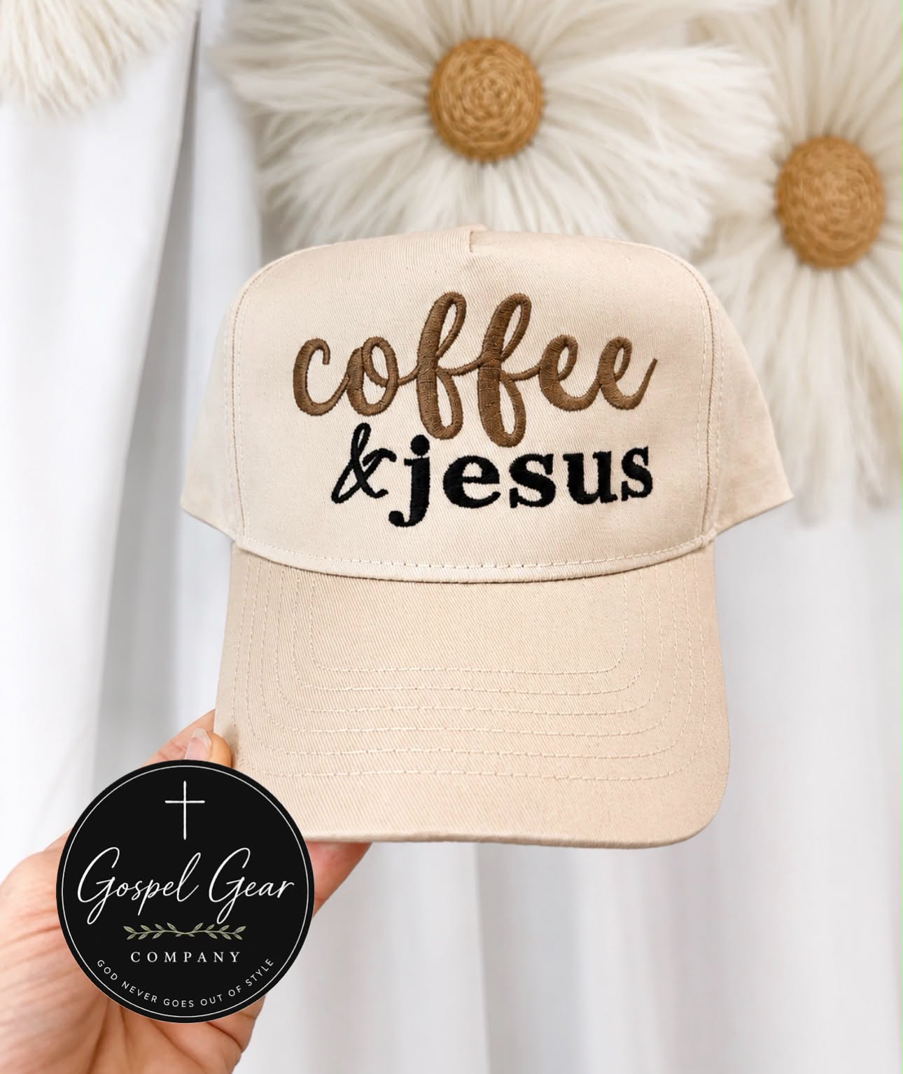 Jesus And Coffee Embroidered Hat