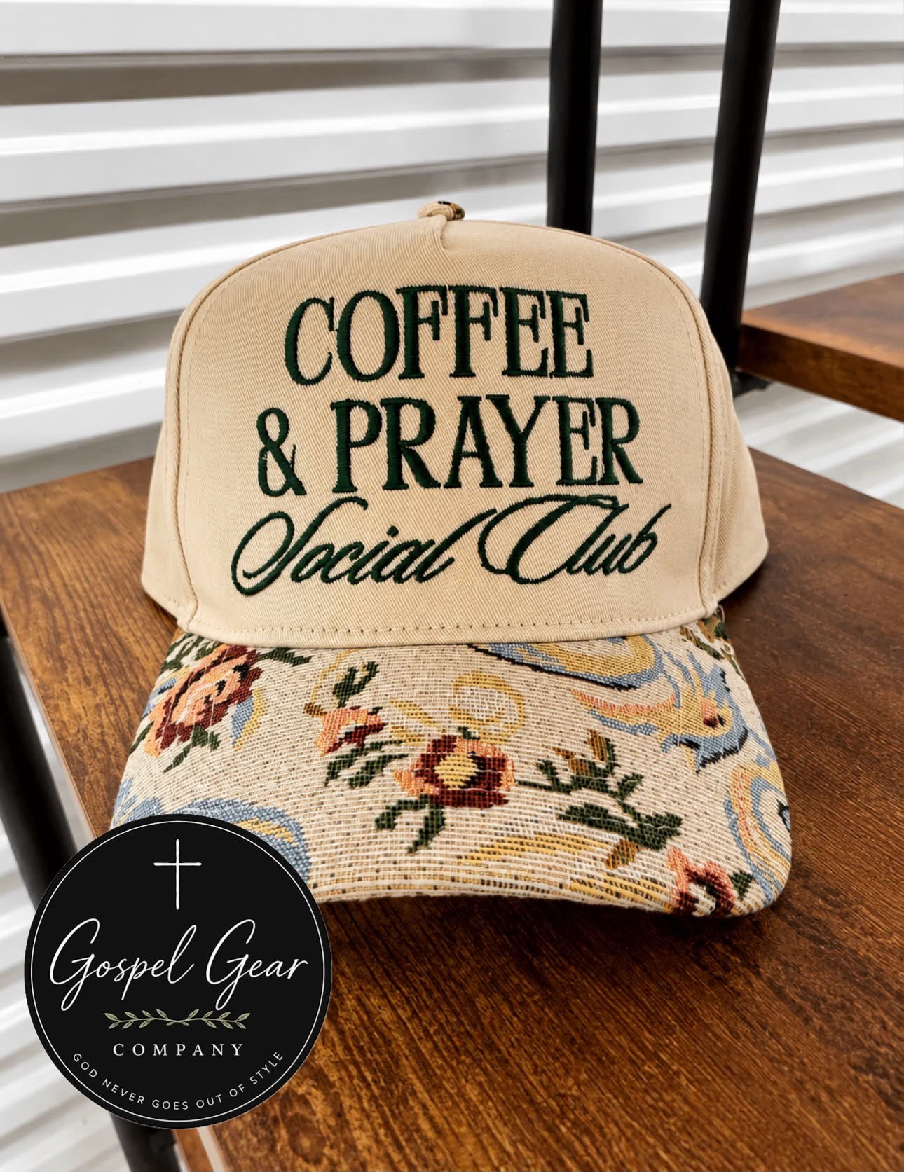 Coffee And Prayer Social Club Embroidered Hat