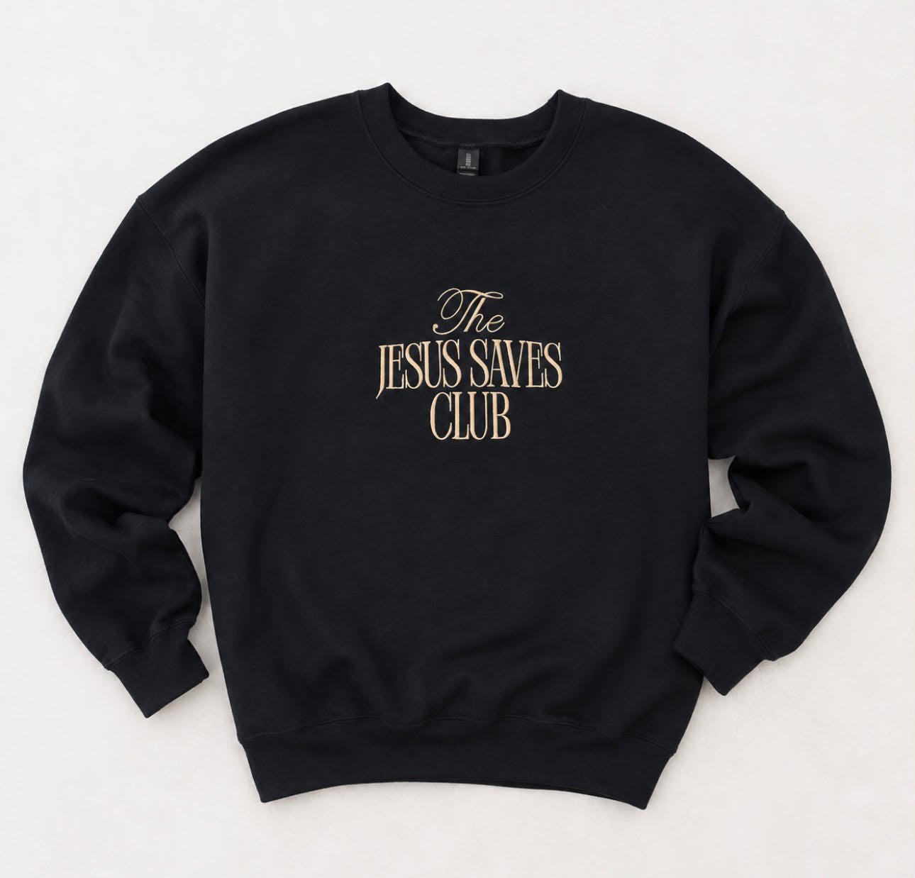 The Jesus Saves Club - Embroidered Black Crewneck Sweatshirt