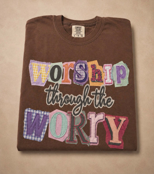Worship Through The Worry - Espresso Comfort Colors Tee