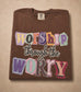 Worship Through The Worry - Espresso Comfort Colors Tee