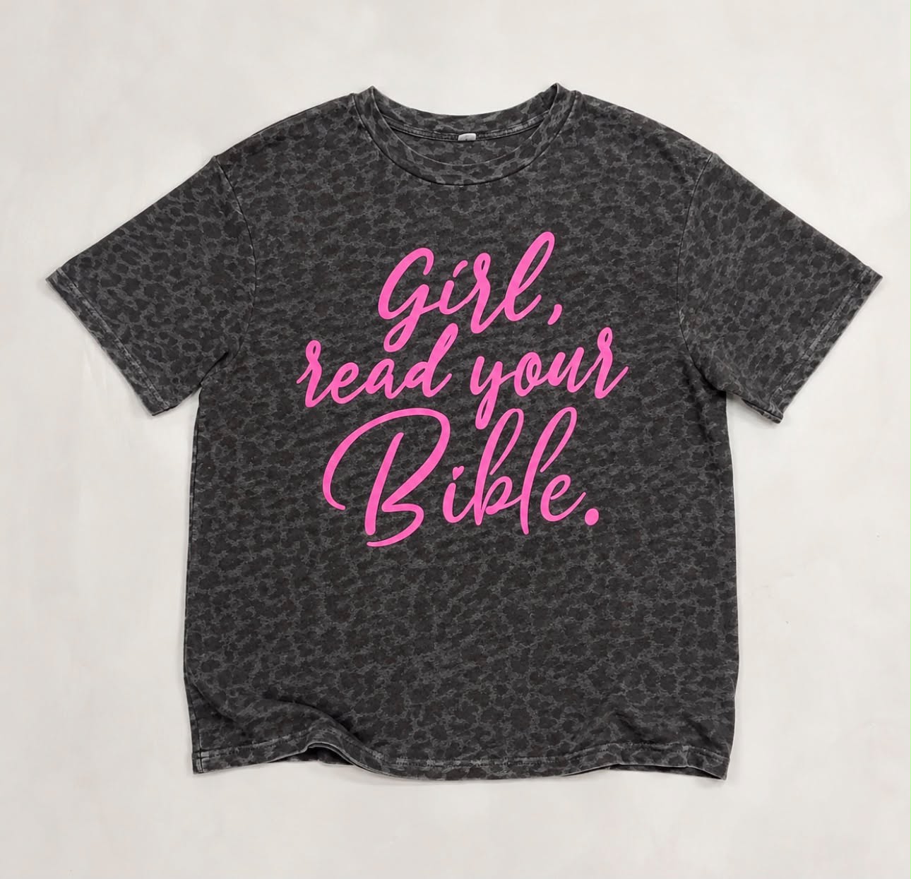 Girl Read Your Bible - Black Leopard Tee