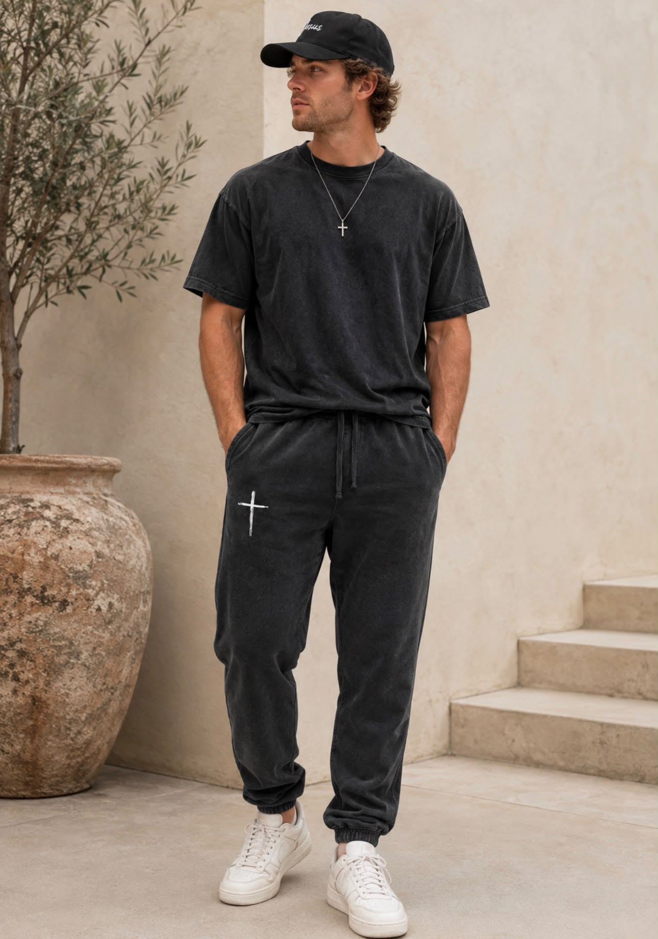 Cross Acid Washed Sweatpants