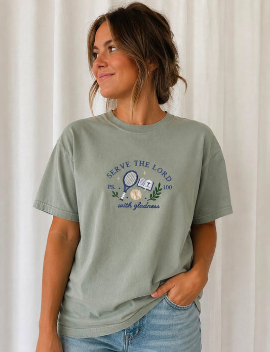 Serve The Lord With Gladness Embroidered Shirt - Embroidered Christian Shirt