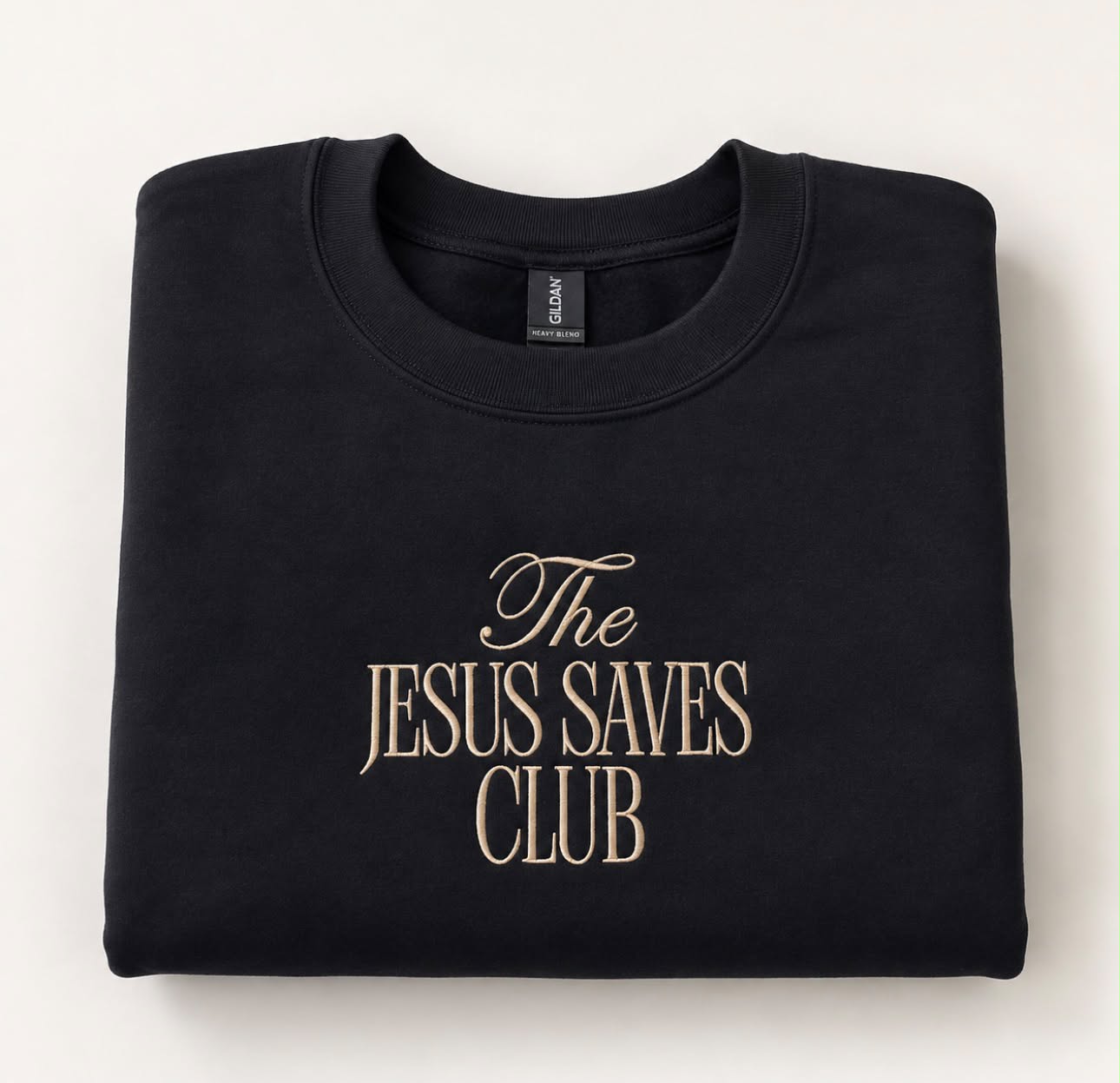 The Jesus Saves Club - Embroidered Black Crewneck Sweatshirt