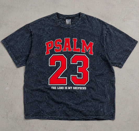 Psalm 23 Acid Wash Tee - Black Acid Wash Colortone Tee