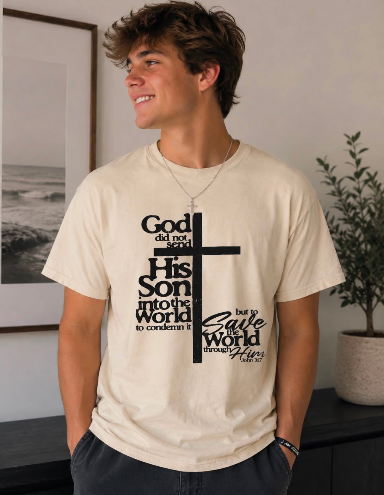 God Sent His Son - Cream Bella Canvas Tee